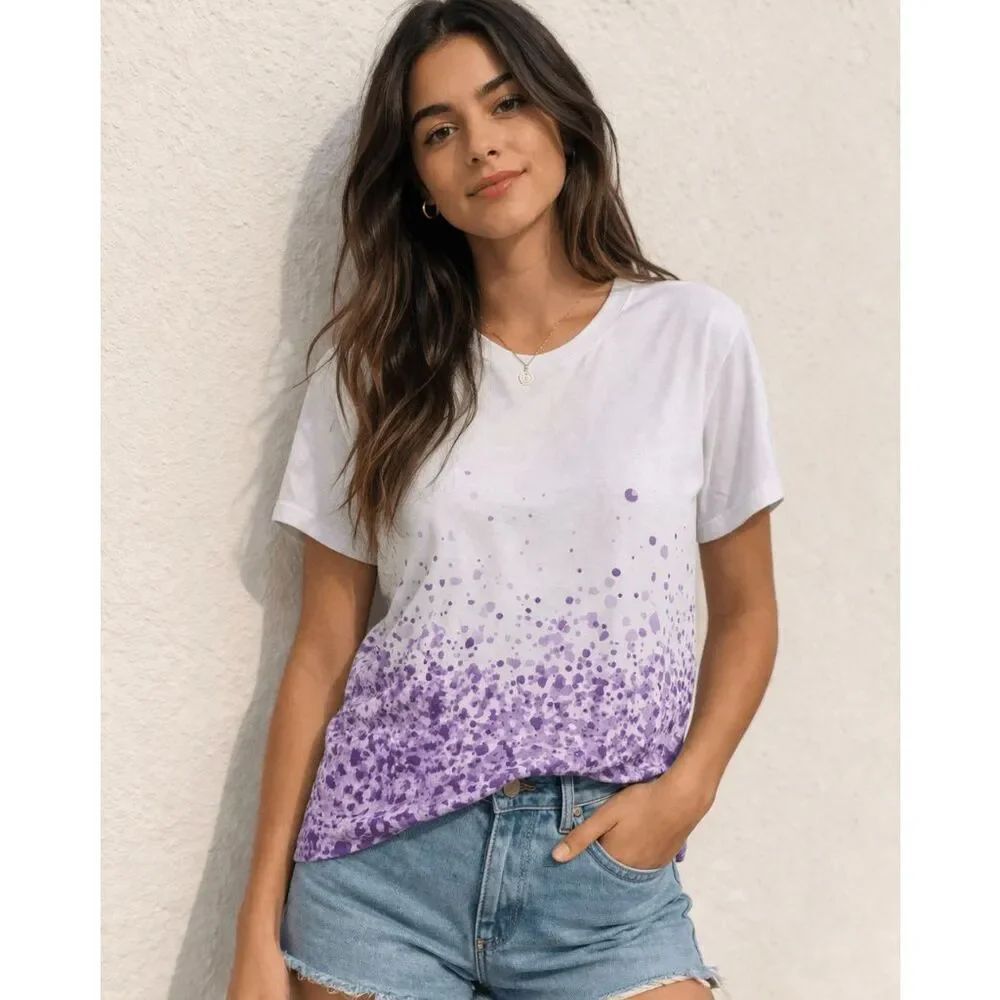 Pixie Lady Women's White & Purple Tee S
